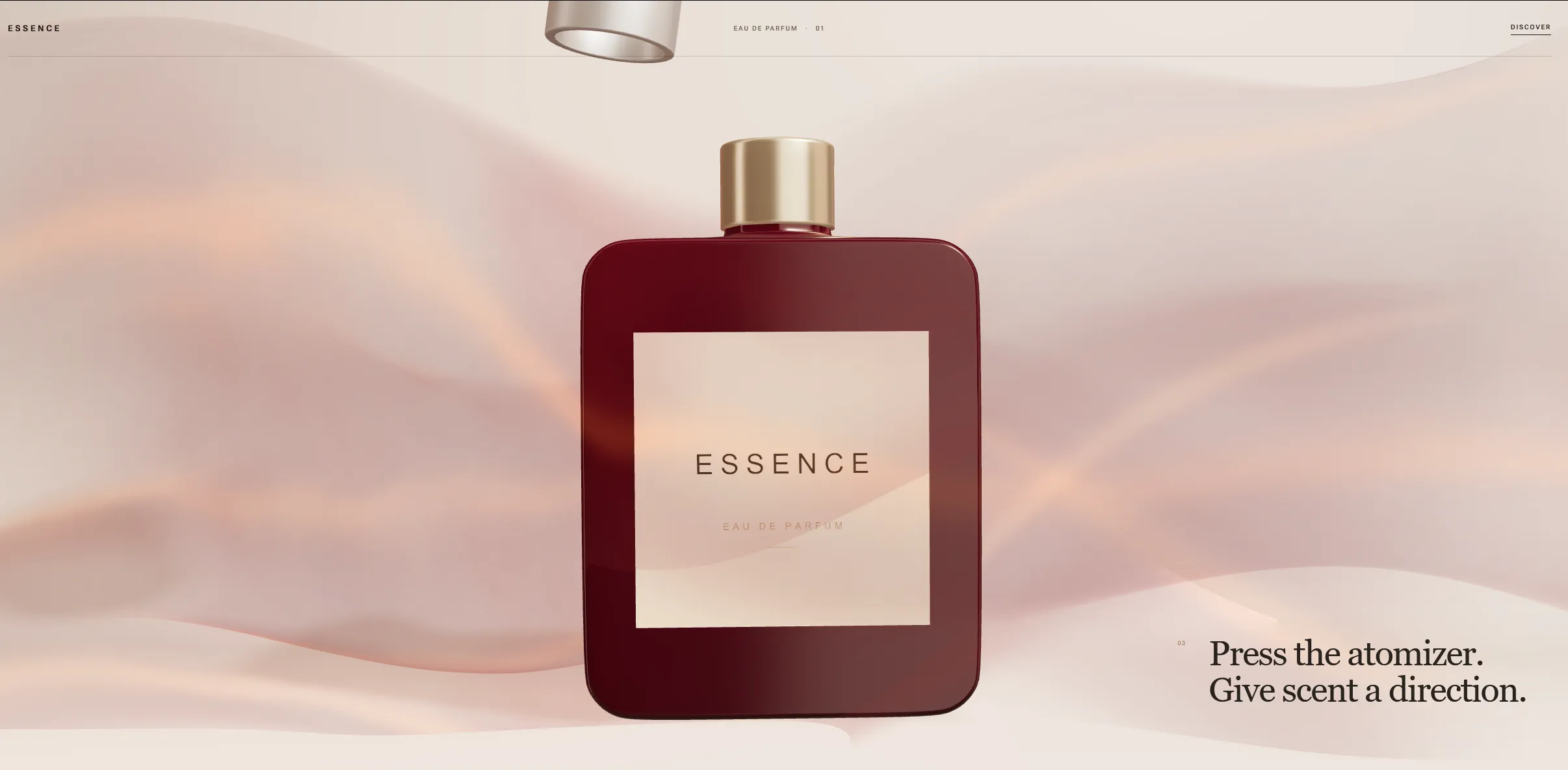 Essence fictional perfume landing-page concept