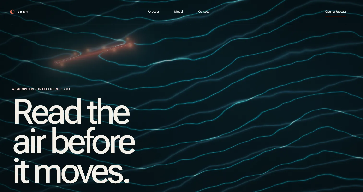 Veer interactive WebGL landing page