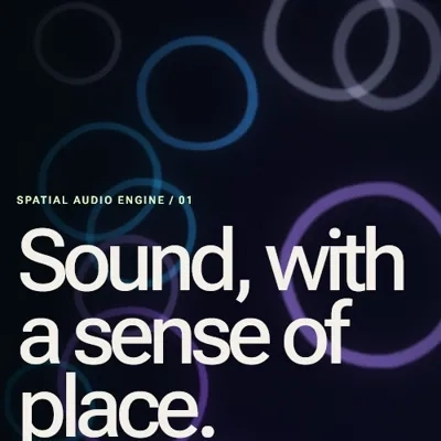 Echoform landing page with animated cyan, violet, and lime rings